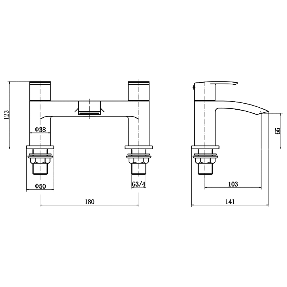 Ellsi Spear Bath Filler Tap - Matt Black, PDT-000714 Ellsi