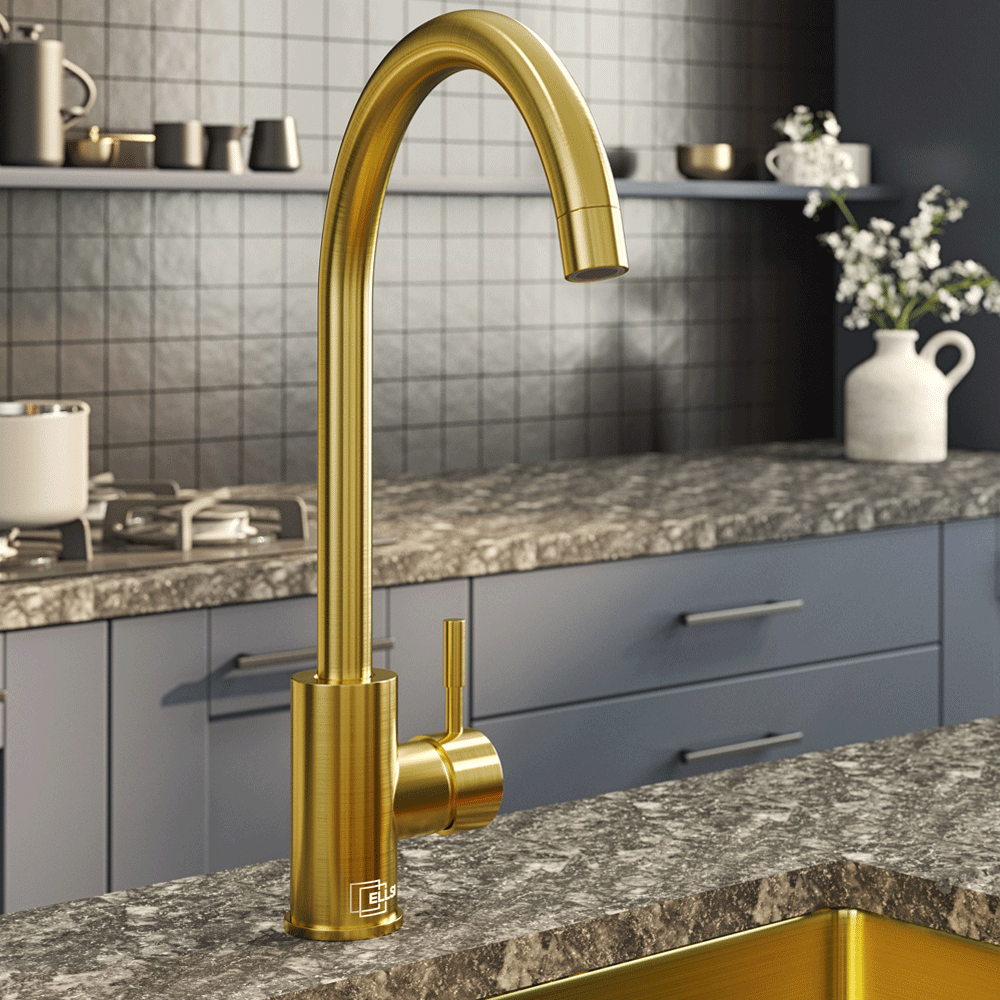 Ellsi Tivoli Single Lever Kitchen Sink Mixer Tap with Swivel Spout - Gold, PDT-000059 Ellsi