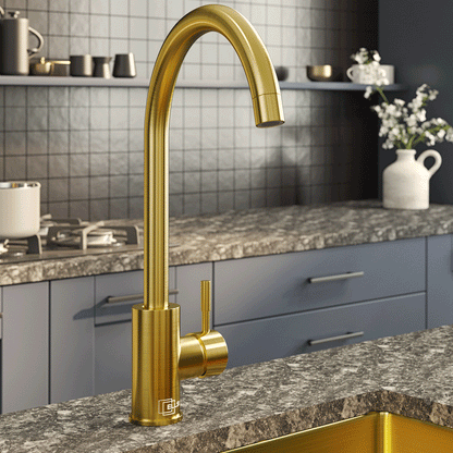 Ellsi Tivoli Single Lever Kitchen Sink Mixer Tap with Swivel Spout - Gold, PDT-000059 Ellsi