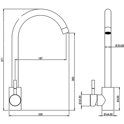 Ellsi Tivoli Single Lever Kitchen Sink Mixer Tap with Swivel Spout - Gun Metal, PDT-000543 Ellsi
