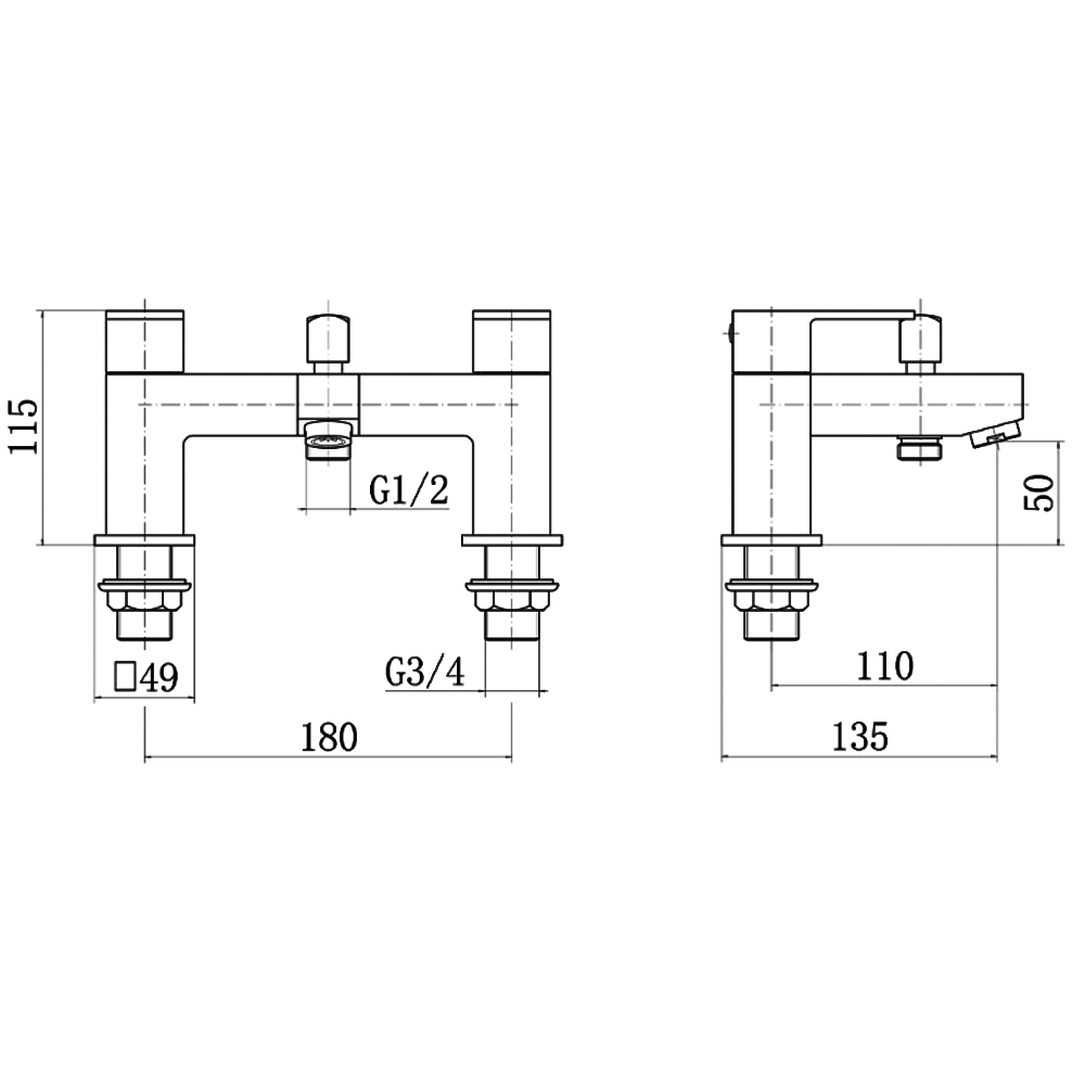 Ellsi Veal Bath Shower Mixer Tap with Shower Handset and Holder - Chrome, PDT-000341 Ellsi
