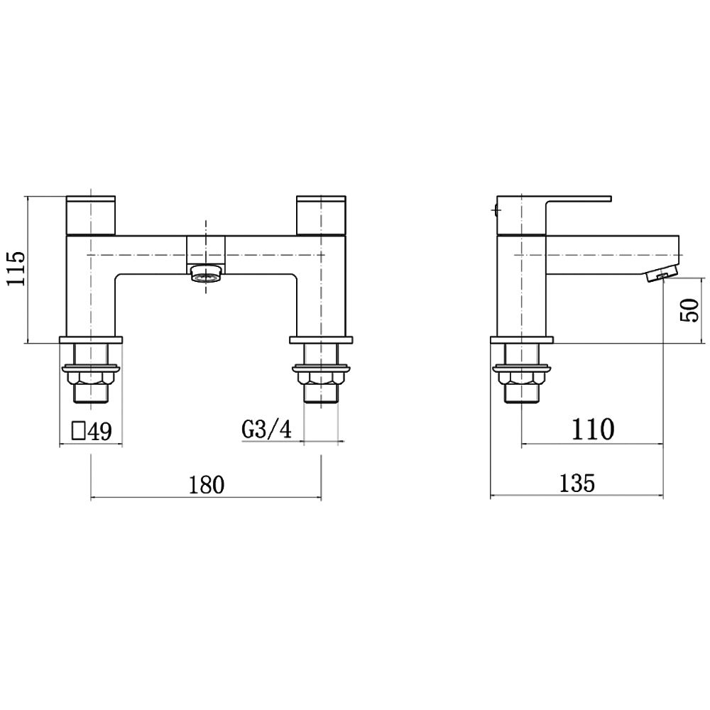 Ellsi Veal Bath Filler Tap - Chrome, PDT-000342 Ellsi