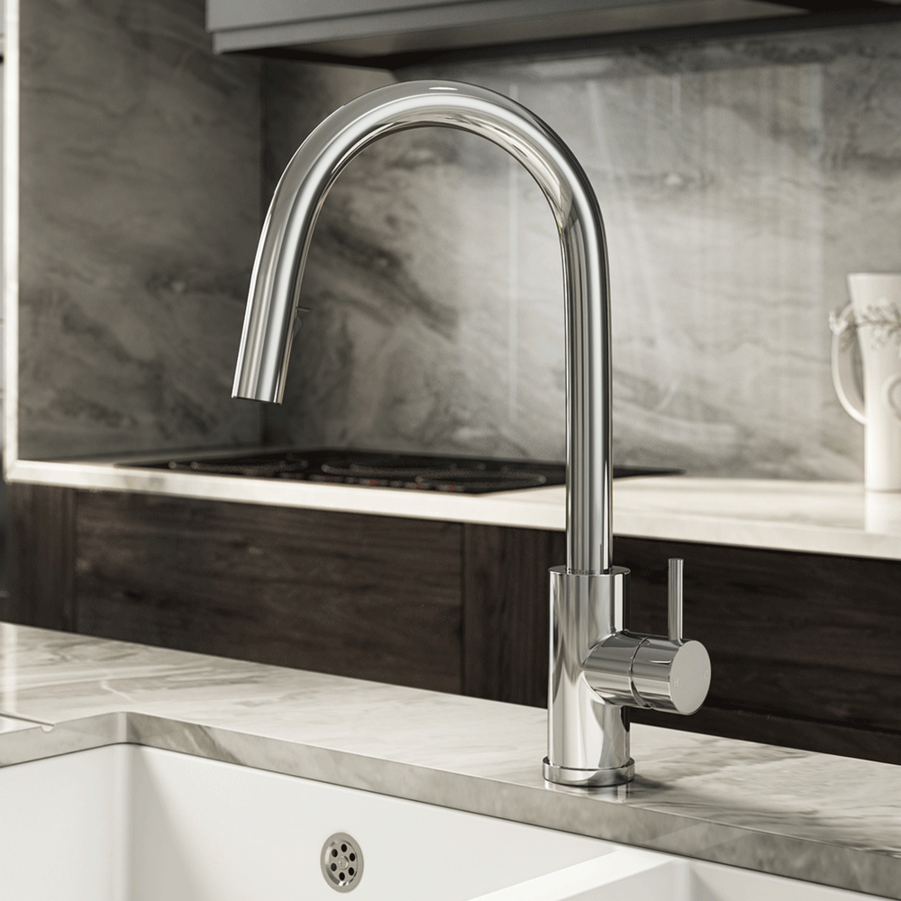 Ellsi Velia Pull Out Single Lever Kitchen Sink Mixer Tap - Chrome, PDT-000456 Ellsi