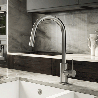 Ellsi Velia Pull Out Single Lever Kitchen Sink Mixer Tap - Brushed Steel, PDT-000458 Ellsi