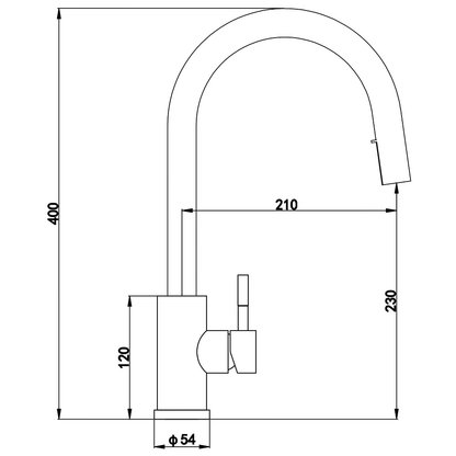 Ellsi Velia Pull Out Single Lever Kitchen Sink Mixer Tap - Brushed Steel, PDT-000458 Ellsi