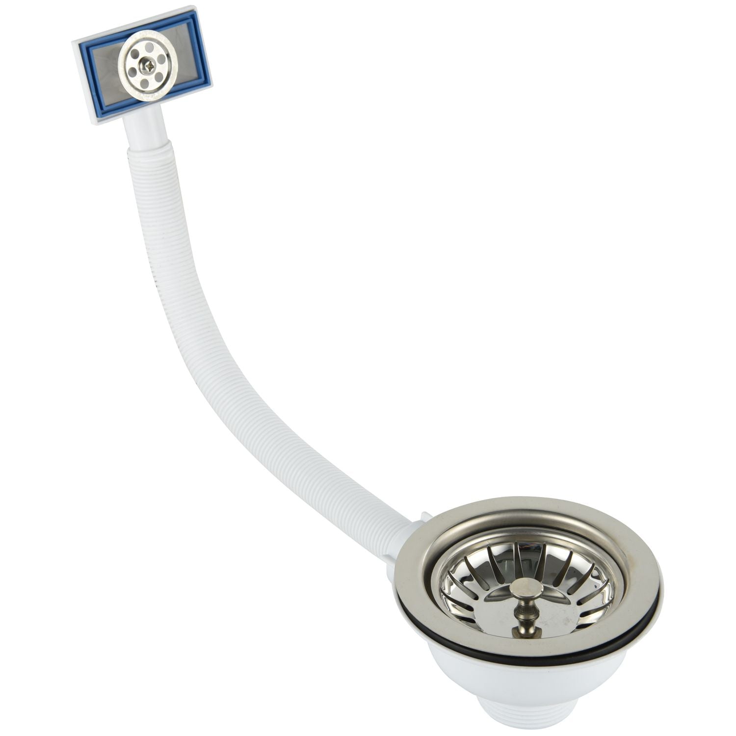 Ellsi Basket Strainer Waste with Rectangular Overflow - Chrome, PDT-000065 Ellsi