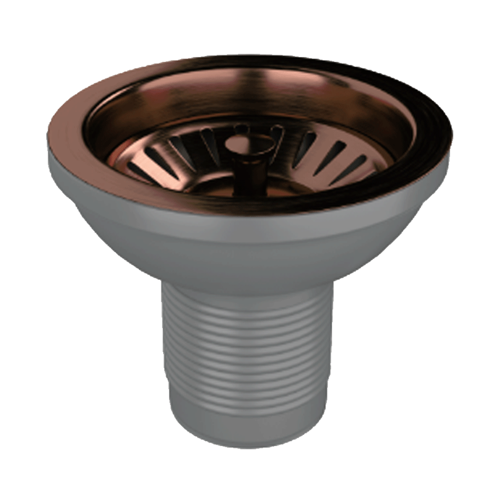 Ellsi Basket Strainer Kitchen Sink Waste with Round and Rectangular Overflow Plates - Copper, PDT-000291 Ellsi