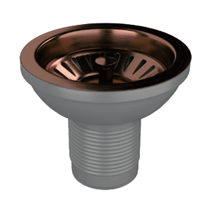 Ellsi Basket Strainer Kitchen Sink Waste with Round and Rectangular Overflow Plates - Copper, PDT-000291 Ellsi