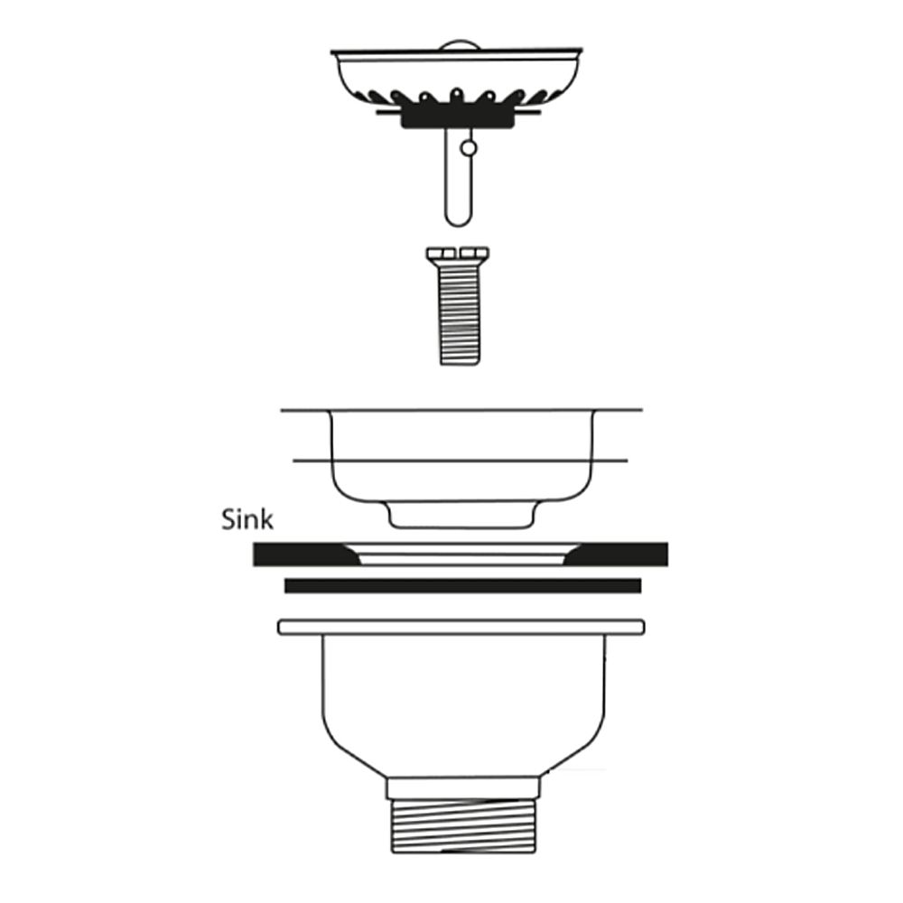 Ellsi Basket Strainer Kitchen Sink Waste with Round and Rectangular Overflow Plates - Copper, PDT-000291 Ellsi