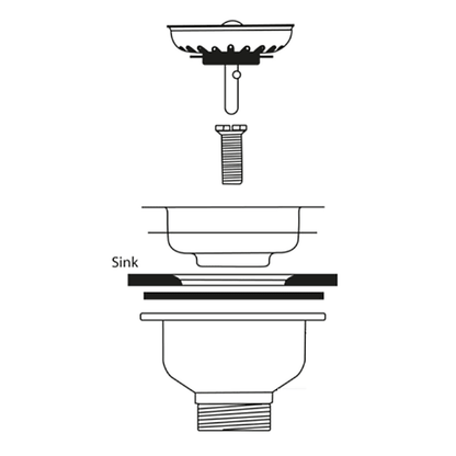 Ellsi Basket Strainer Kitchen Sink Waste with Round and Rectangular Overflow Plates - Copper, PDT-000291 Ellsi