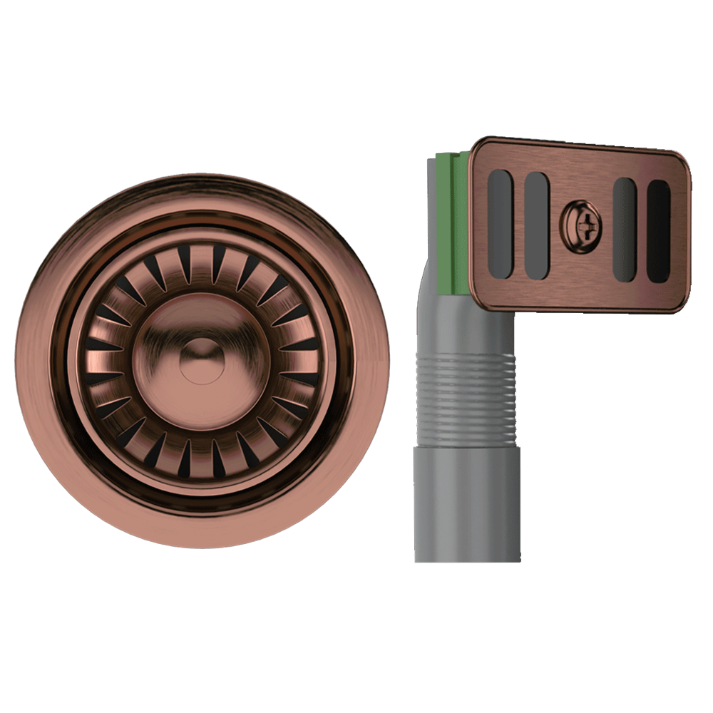 Ellsi Basket Strainer Kitchen Sink Waste with Round and Rectangular Overflow Plates - Copper, PDT-000291 Ellsi