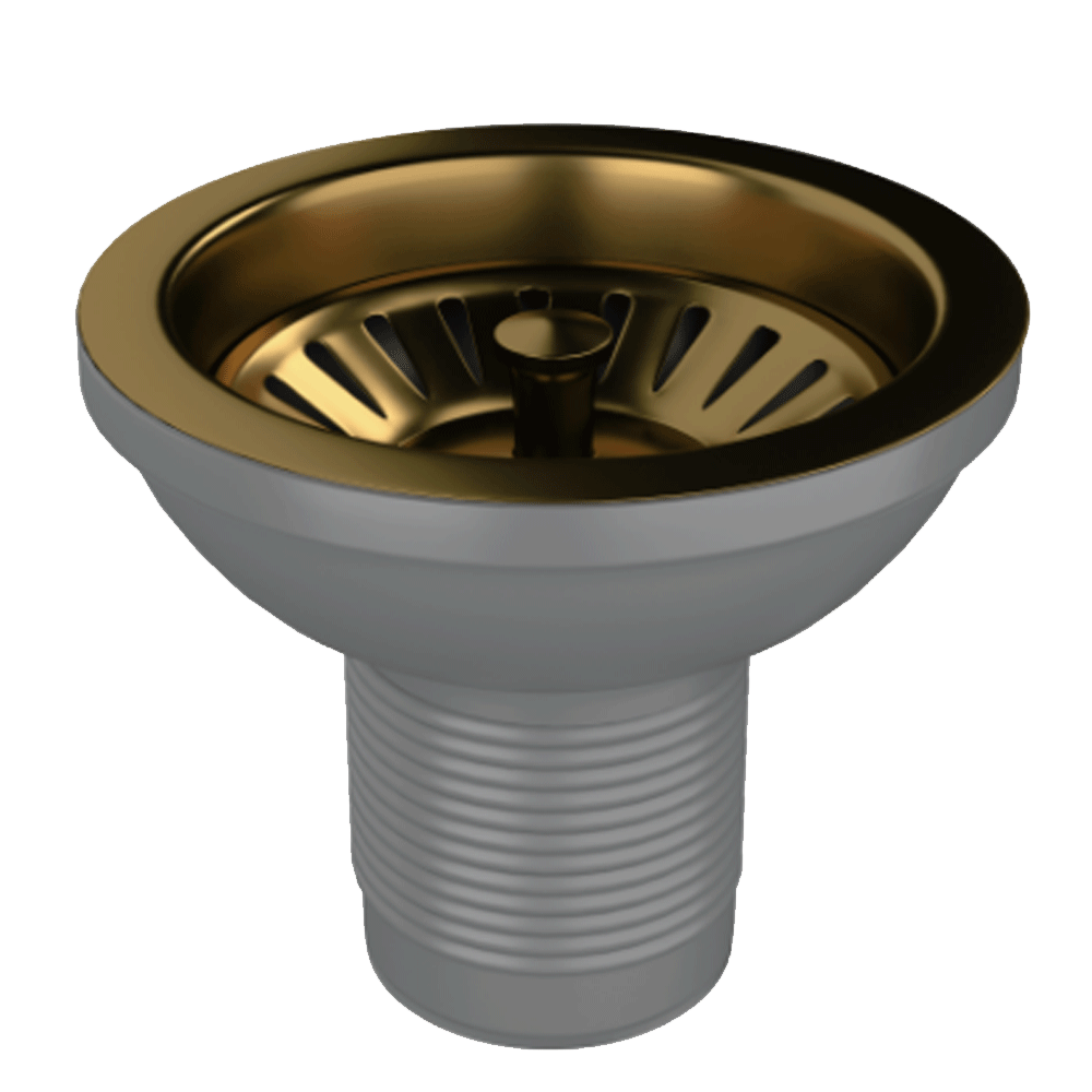 Ellsi Basket Strainer Kitchen Sink Waste with Round and Rectangular Overflow Plates - Gold, PDT-000292 Ellsi