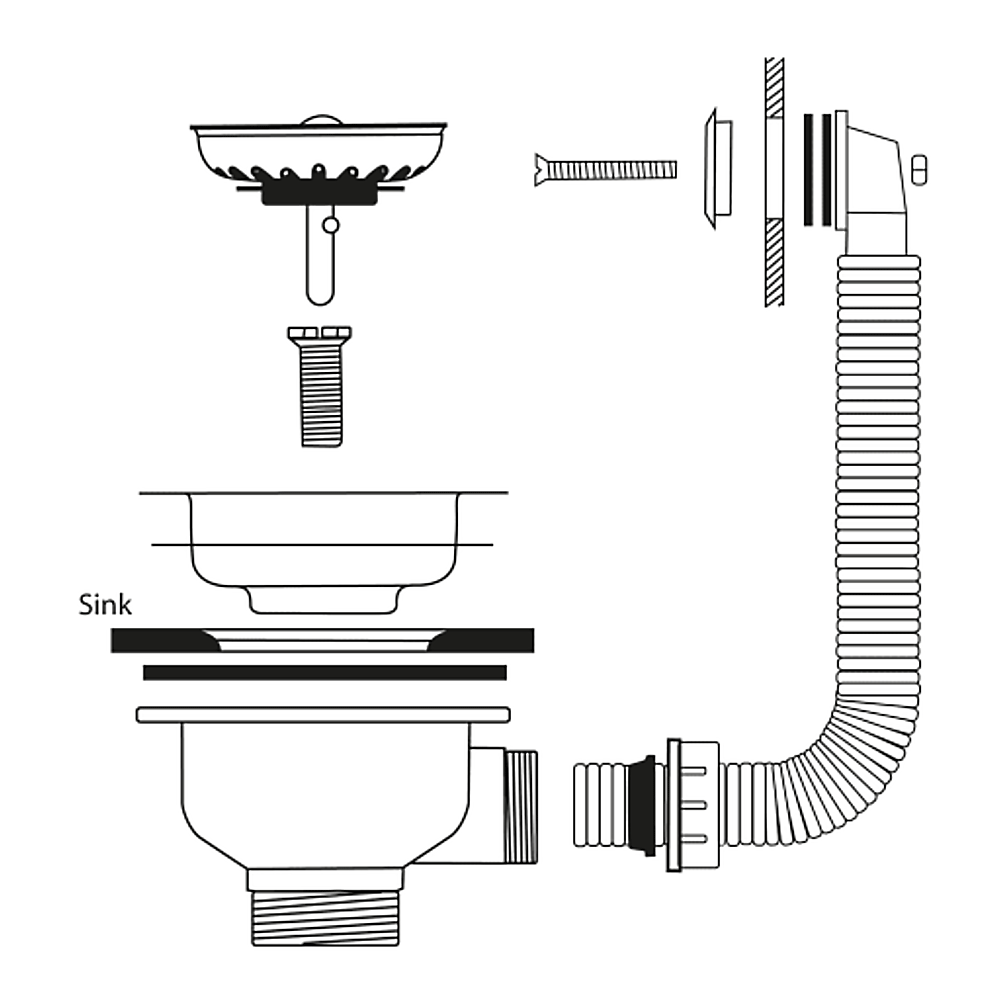 Ellsi Basket Strainer Kitchen Sink Waste with Round and Rectangular Overflow Plates - Gold, PDT-000292 Ellsi