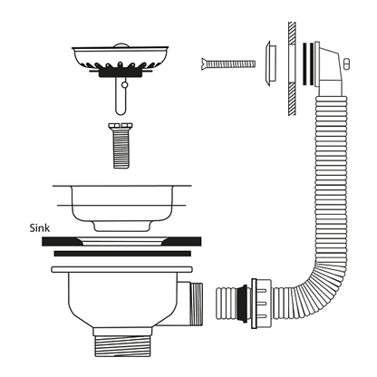 Ellsi Basket Strainer Kitchen Sink Waste with Round and Rectangular Overflow Plates - Gold, PDT-000292 Ellsi