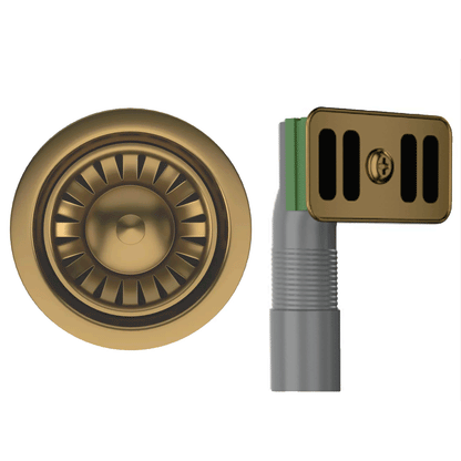 Ellsi Basket Strainer Kitchen Sink Waste with Round and Rectangular Overflow Plates - Gold, PDT-000292 Ellsi