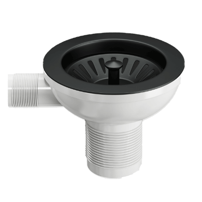 Ellsi Basket Strainer Kitchen Sink Waste with Round and Rectangular Overflow Plates - Matt Black, PDT-000293 Ellsi