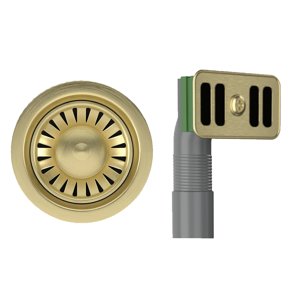Ellsi Basket Strainer Kitchen Sink Waste with Round and Rectangular Overflow Plates - Brushed Brass, PDT-000295 Ellsi