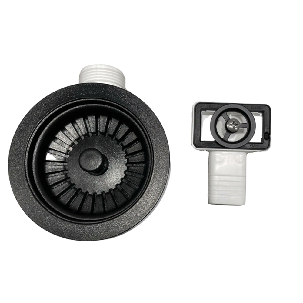 Ellsi Basket Strainer Kitchen Sink Waste with Round Overflow Plates - Matt Black, PDT-000544 Ellsi