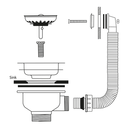 Ellsi Basket Strainer Kitchen Sink Waste with Round Overflow Plate - Matt White, PDT-000546 Ellsi