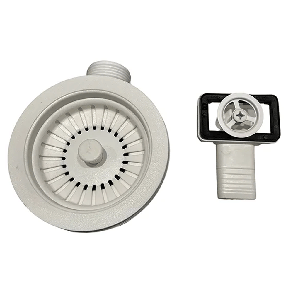 Ellsi Basket Strainer Kitchen Sink Waste with Round Overflow Plate - Matt White, PDT-000546 Ellsi