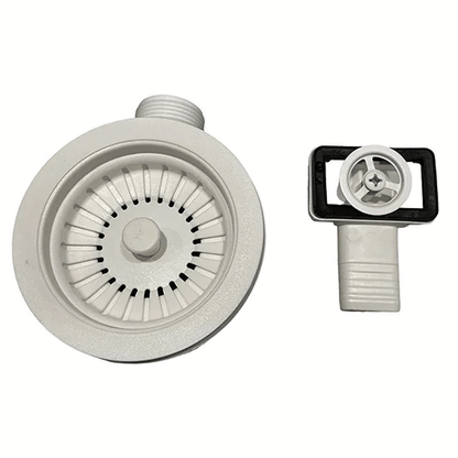 Ellsi Basket Strainer Kitchen Sink Waste with Round Overflow Plate - Matt White, PDT-000546 Ellsi