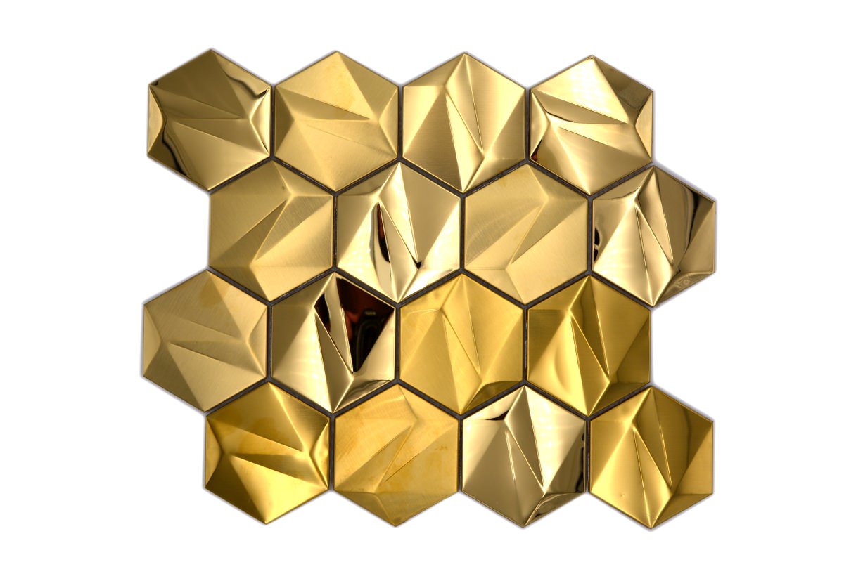 Celestial Hexagon Mosaic Tiles Gold axel HXM 30GO