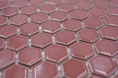 Red Burgundy Hexagon Mosaic Tile TilesDecor