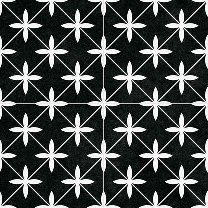 Dove Black and White Matt Patterned Floor Tiles