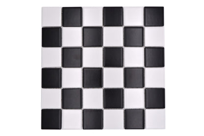 Chequered Black and White Matt Mosaic Tile HUH CD 200