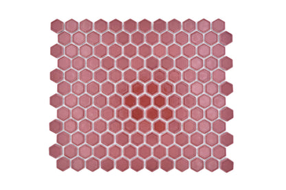 Red Burgundy Hexagon Mosaic Tile TilesDecor