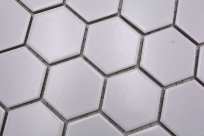 Hexagon Matt White Mosaic Tile (Copy) HUH HX 085