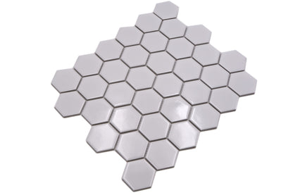 Hexagon Gloss White Mosaic Tile HUH HX 080