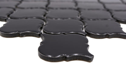 Black Gloss Arabesque Mosaic Tile HUH CLP 12BM