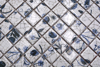 Blue Daisy Pattern Square Mosaic Tile Axel CG SP06
