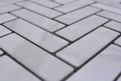 Stone White Herringbone Matt Mosaic Tile HUH HB SO 10