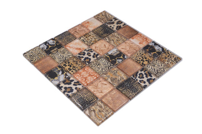 Leopard Brown Gloss Mosaic Tile TilesDecor