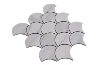 Carrara White Scallop Mosaic Tile TilesDecor