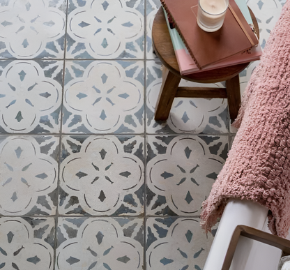 Monaco Light Blue Patterned Floor and Wall Tile 45x45cm Wf 44250