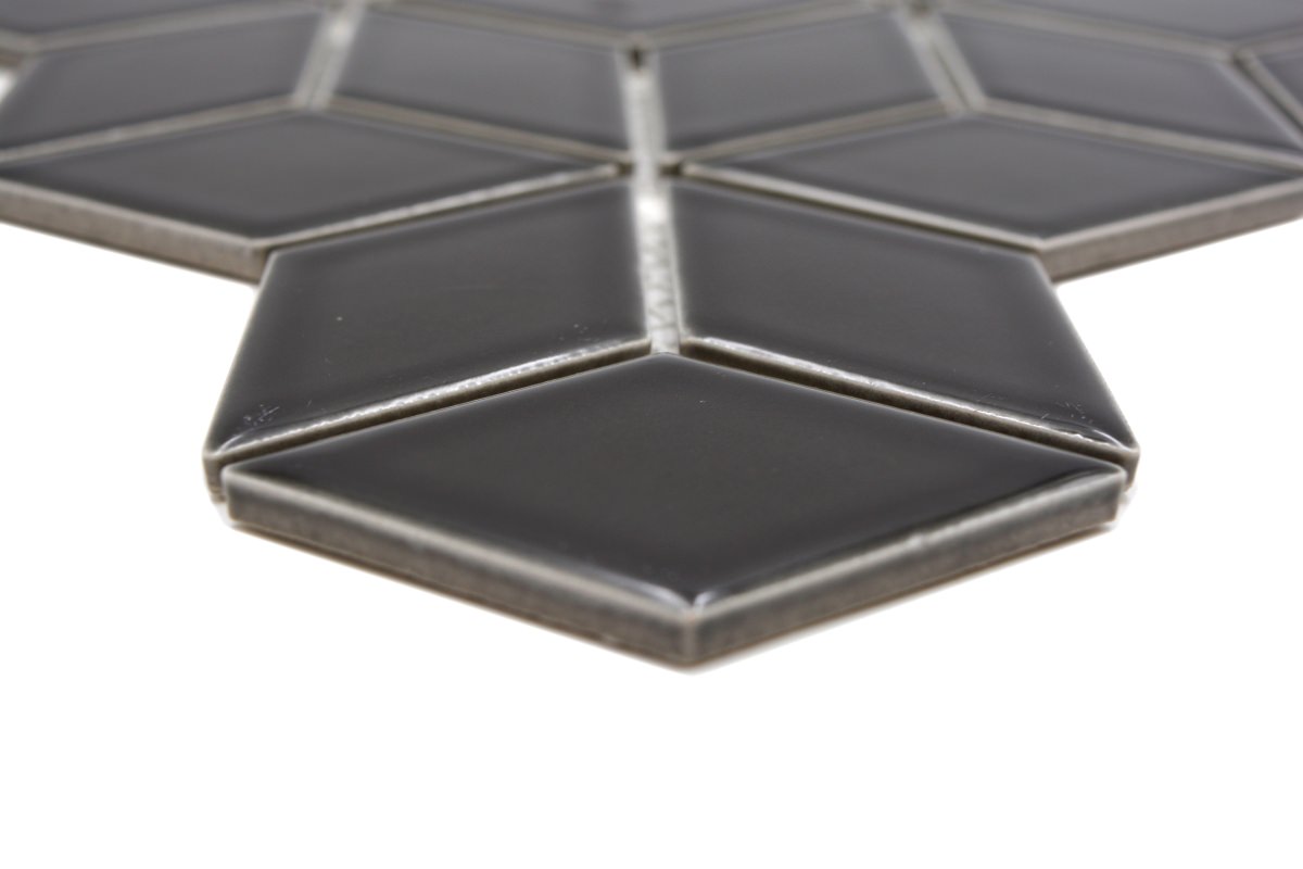 Diamond Hexagon Black Gloss Mosaic Tile TilesDecor