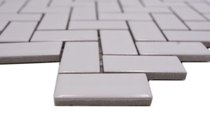 White Herringbone Gloss Mosaic Tile HUH CHB 5WG
