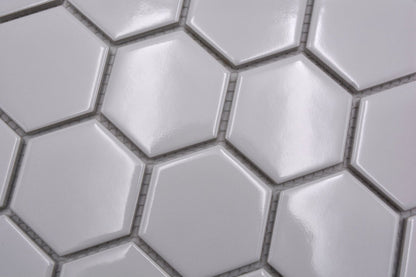 Hexagon Gloss White Mosaic Tile HUH HX 080
