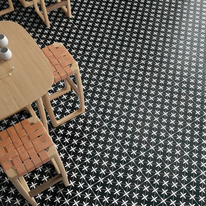 Dove Black and White Matt Patterned Floor Tiles