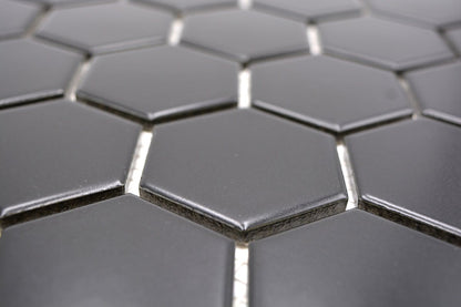 Hexagon Matt Black Mosaic Tile HUH HX 095