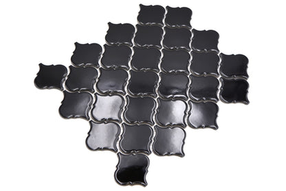 Black Gloss Arabesque Mosaic Tile HUH CLP 12BM