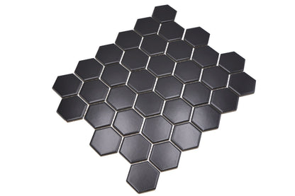 Hexagon Matt Black Mosaic Tile HUH HX 095