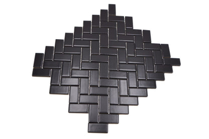Black Herringbone Matt Mosaic Tile (Copy) HUH CHB 06BM