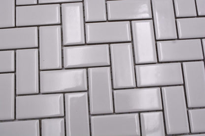 White Herringbone Gloss Mosaic Tile HUH CHB 5WG
