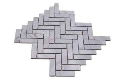 Stone White Herringbone Matt Mosaic Tile HUH HB SO 10