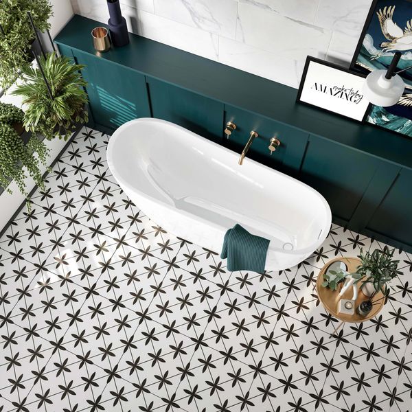 Dove White Matt Patterned Floor Tiles