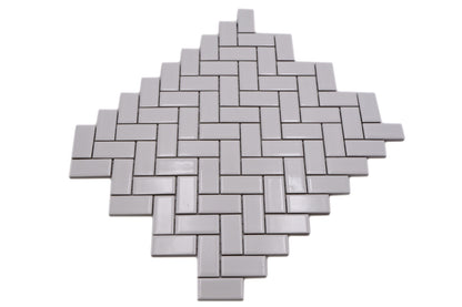 White Herringbone Gloss Mosaic Tile HUH CHB 5WG